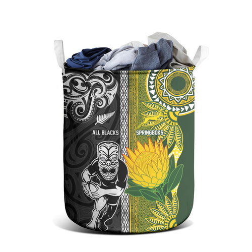 Rugby New Zealand and South Africa Laundry Basket Greatest Rivalry Silver Fern and Antelope