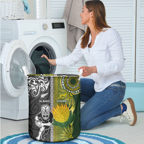 Rugby New Zealand and South Africa Laundry Basket Greatest Rivalry Silver Fern and Antelope