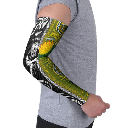 Custom Rugby New Zealand and South Africa Arm Sleeves Greatest Rivalry Silver Fern and Antelope