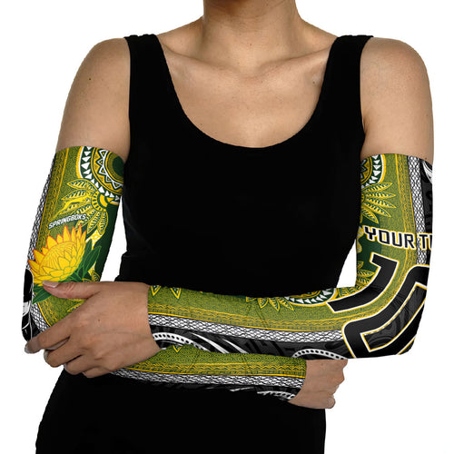 Custom Rugby New Zealand and South Africa Arm Sleeves Greatest Rivalry Silver Fern and Antelope