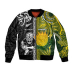 Custom Rugby New Zealand and South Africa Bomber Jacket Greatest Rivalry Silver Fern and Antelope