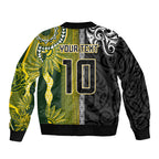 Custom Rugby New Zealand and South Africa Bomber Jacket Greatest Rivalry Silver Fern and Antelope