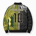 Custom Rugby New Zealand and South Africa Bomber Puffer Jacket Greatest Rivalry Silver Fern and Antelope