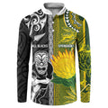 Custom Rugby New Zealand and South Africa Button Sweatshirt Greatest Rivalry Silver Fern and Antelope