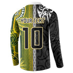 Custom Rugby New Zealand and South Africa Button Sweatshirt Greatest Rivalry Silver Fern and Antelope