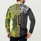 Custom Rugby New Zealand and South Africa Button Sweatshirt Greatest Rivalry Silver Fern and Antelope