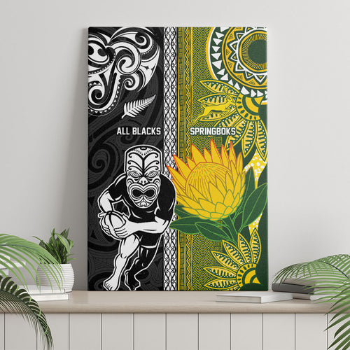 Rugby New Zealand and South Africa Canvas Wall Art Greatest Rivalry Silver Fern and Antelope
