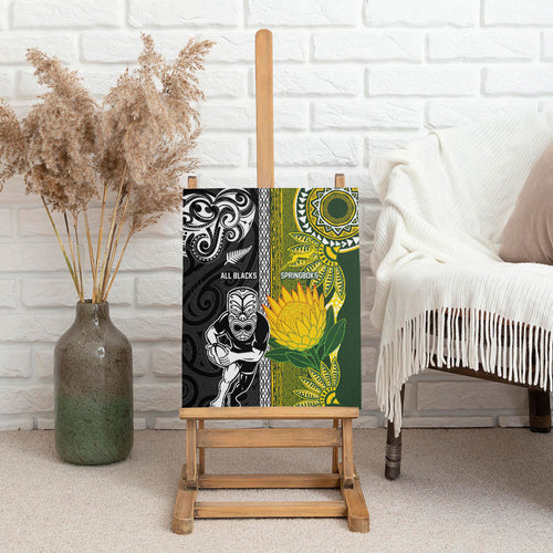 Rugby New Zealand and South Africa Canvas Wall Art Greatest Rivalry Silver Fern and Antelope
