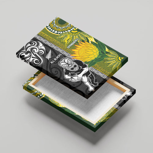 Rugby New Zealand and South Africa Canvas Wall Art Greatest Rivalry Silver Fern and Antelope