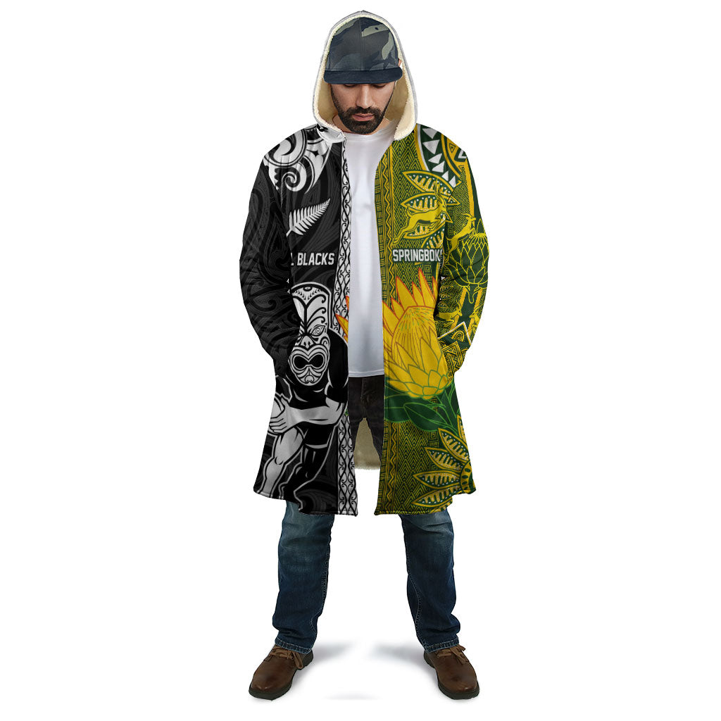 Custom Rugby New Zealand and South Africa Cloak Greatest Rivalry Silver Fern and Antelope