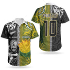 Custom Rugby New Zealand and South Africa Couples Matching Off Shoulder Short Dress and Hawaiian Shirt Greatest Rivalry Silver Fern and Antelope