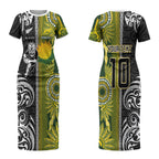 Custom Rugby New Zealand and South Africa Couples Matching Short Sleeve Bodycon Dress and Long Sleeve Button Shirt Greatest Rivalry Silver Fern and Antelope