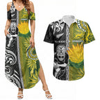 Custom Rugby New Zealand and South Africa Couples Matching Summer Maxi Dress and Hawaiian Shirt Greatest Rivalry Silver Fern and Antelope