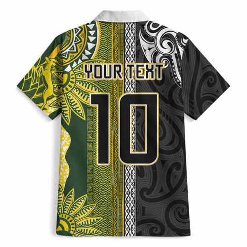 Custom Rugby New Zealand and South Africa Hawaiian Shirt Greatest Rivalry Silver Fern and Antelope