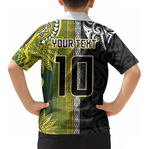 Custom Rugby New Zealand and South Africa Kid Hawaiian Shirt Greatest Rivalry Silver Fern and Antelope