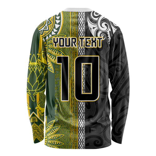 Custom Rugby New Zealand and South Africa Long Sleeve Shirt Greatest Rivalry Silver Fern and Antelope