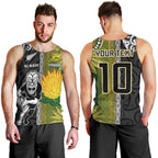 Custom Rugby New Zealand and South Africa Men Tank Top Greatest Rivalry Silver Fern and Antelope