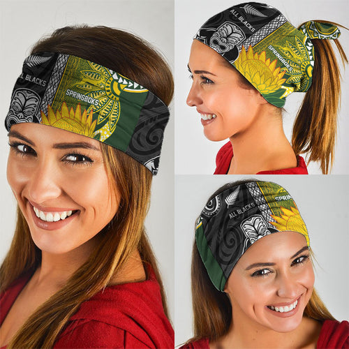 Rugby New Zealand and South Africa Neck Gaiter Greatest Rivalry Silver Fern and Antelope
