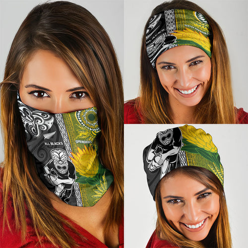 Rugby New Zealand and South Africa Neck Gaiter Greatest Rivalry Silver Fern and Antelope