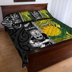 Rugby New Zealand and South Africa Quilt Bed Set Greatest Rivalry Silver Fern and Antelope