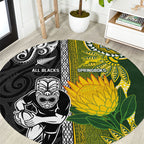 Rugby New Zealand and South Africa Round Carpet Greatest Rivalry Silver Fern and Antelope