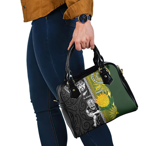 Rugby New Zealand and South Africa Shoulder Handbag Greatest Rivalry Silver Fern and Antelope