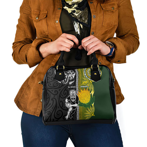 Rugby New Zealand and South Africa Shoulder Handbag Greatest Rivalry Silver Fern and Antelope