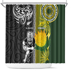 Rugby New Zealand and South Africa Shower Curtain Greatest Rivalry Silver Fern and Antelope