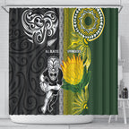 Rugby New Zealand and South Africa Shower Curtain Greatest Rivalry Silver Fern and Antelope