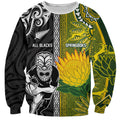 Custom Rugby New Zealand and South Africa Sweatshirt Greatest Rivalry Silver Fern and Antelope
