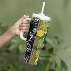 Custom Rugby New Zealand and South Africa Tumbler With Handle Greatest Rivalry Silver Fern and Antelope