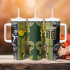Custom Rugby New Zealand and South Africa Tumbler With Handle Greatest Rivalry Silver Fern and Antelope