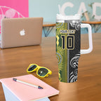 Custom Rugby New Zealand and South Africa Tumbler With Handle Greatest Rivalry Silver Fern and Antelope