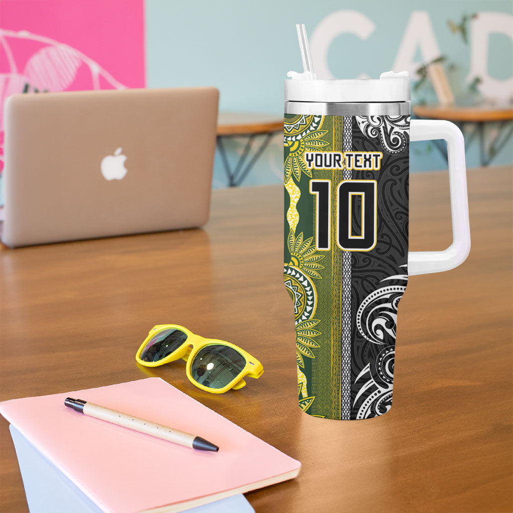 Custom Rugby New Zealand and South Africa Tumbler With Handle Greatest Rivalry Silver Fern and Antelope