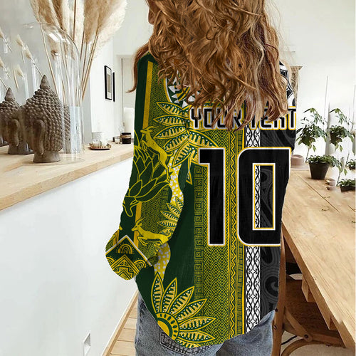 Custom Rugby New Zealand and South Africa Women Casual Shirt Greatest Rivalry Silver Fern and Antelope
