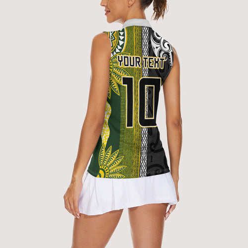Custom Rugby New Zealand and South Africa Women Sleeveless Polo Shirt Greatest Rivalry Silver Fern and Antelope