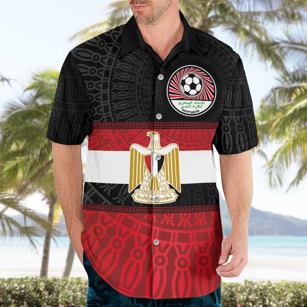 Custom Egypt National Football Hawaiian Shirt Egyptian Geometric and Flag - Aussie Hoodie