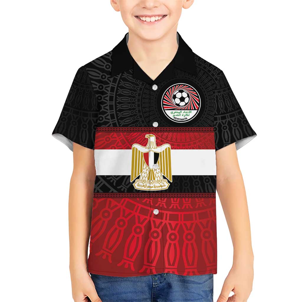Custom Egypt National Football Kid Hawaiian Shirt Egyptian Geometric and Flag - Aussie Hoodie