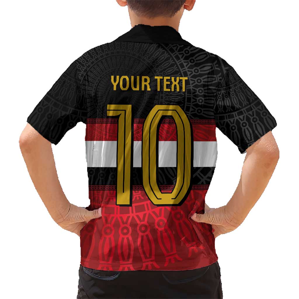 Custom Egypt National Football Kid Hawaiian Shirt Egyptian Geometric and Flag - Aussie Hoodie