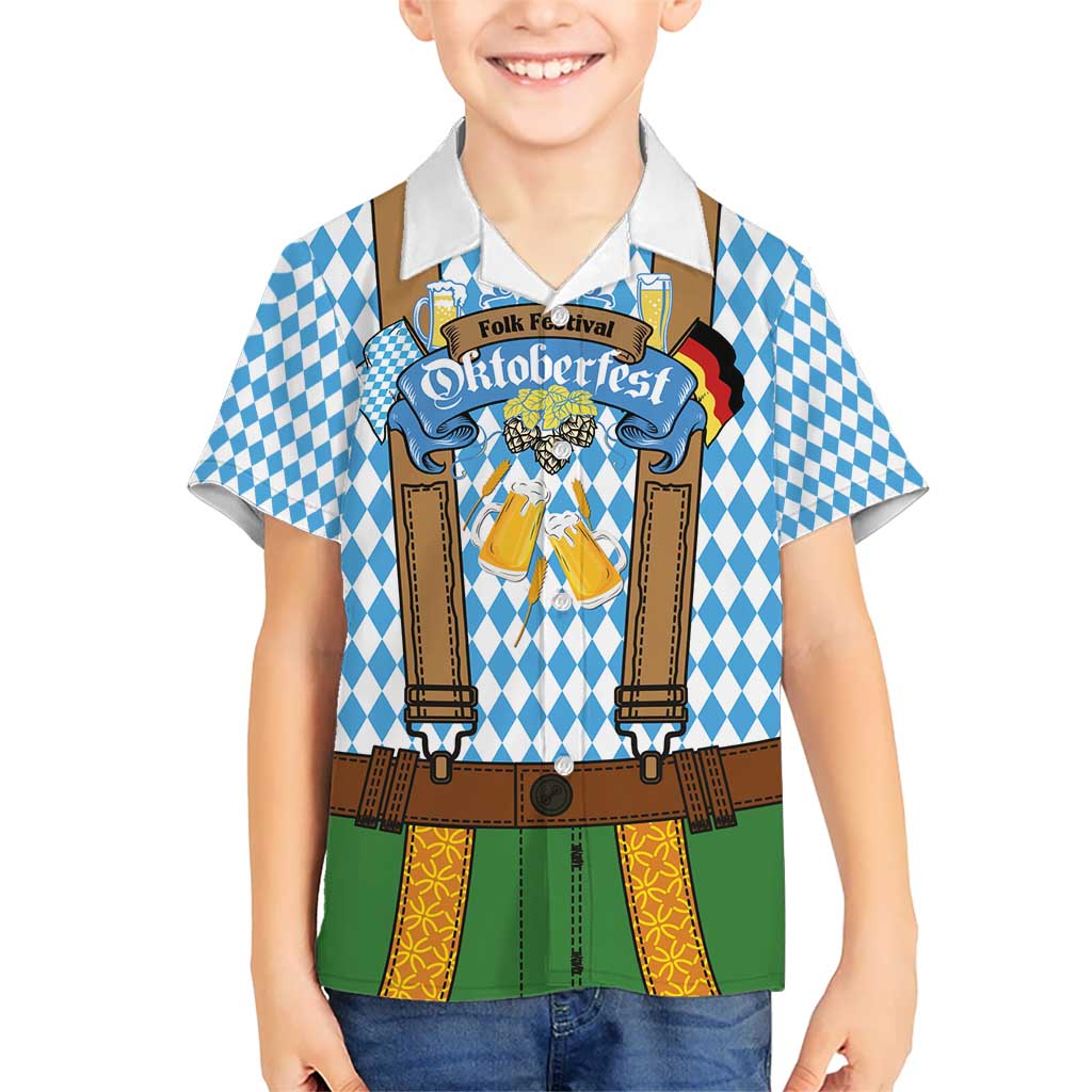 Oktoberfest Kid Hawaiian Shirt Beer Festival Spirit Lederhosen Costume Style - Aussie Hoodie