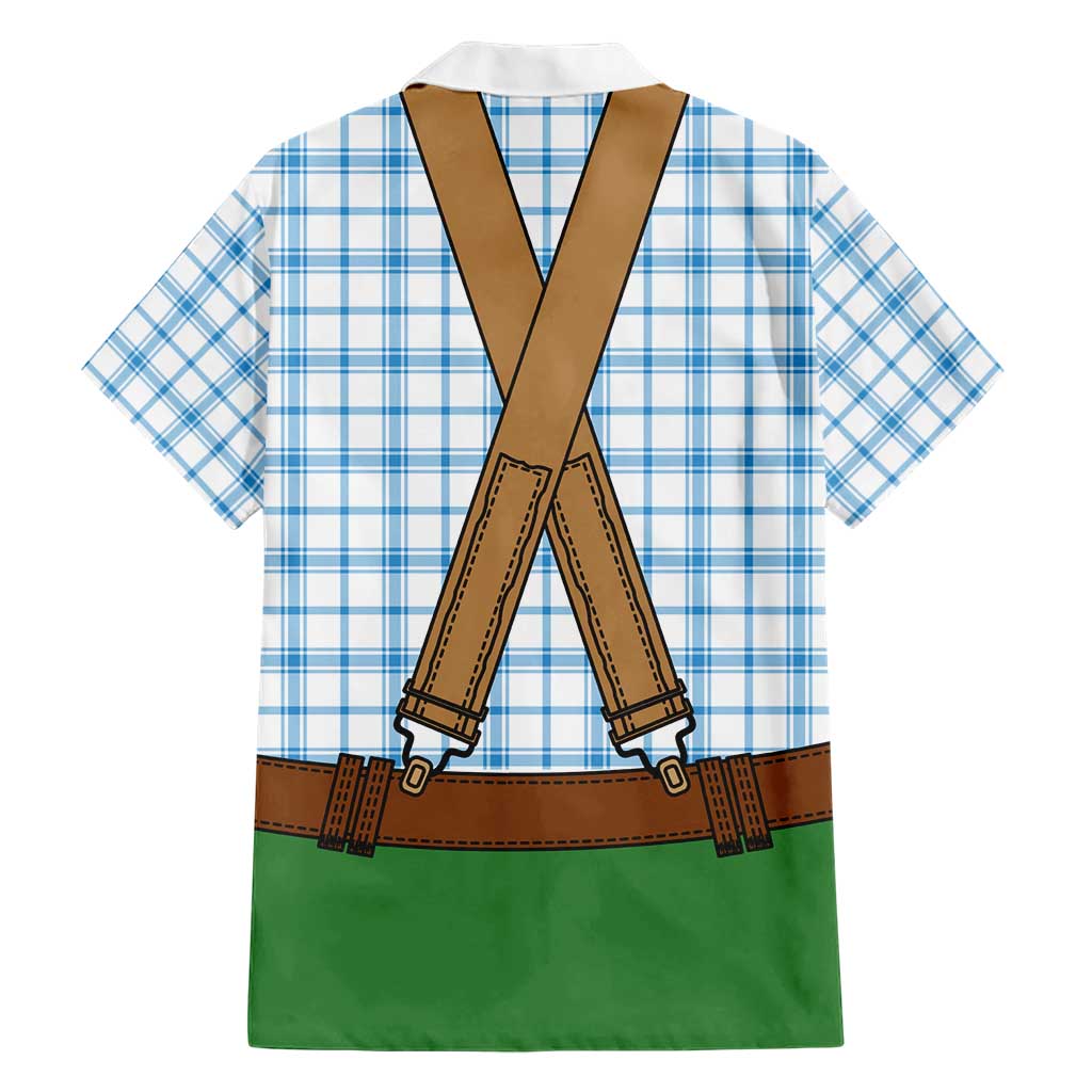 Bavarian Lederhosen Costume Style Hawaiian Shirt Blue Caro Pattern - Aussie Hoodie