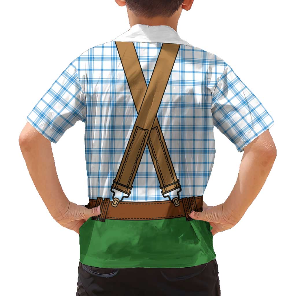 Bavarian Lederhosen Costume Style Hawaiian Shirt Blue Caro Pattern - Aussie Hoodie