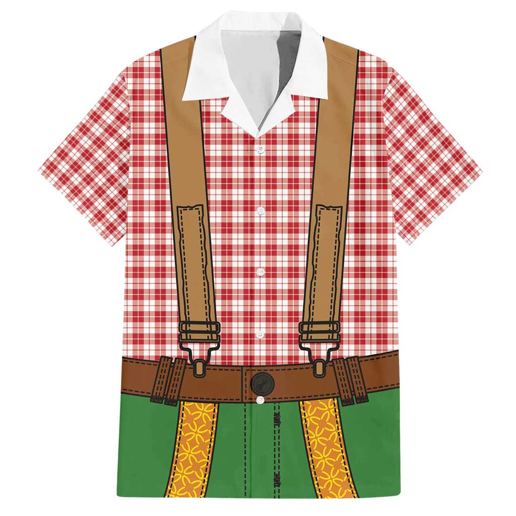 Bavarian Lederhosen Costume Style Hawaiian Shirt Red Caro Pattern - Aussie Hoodie