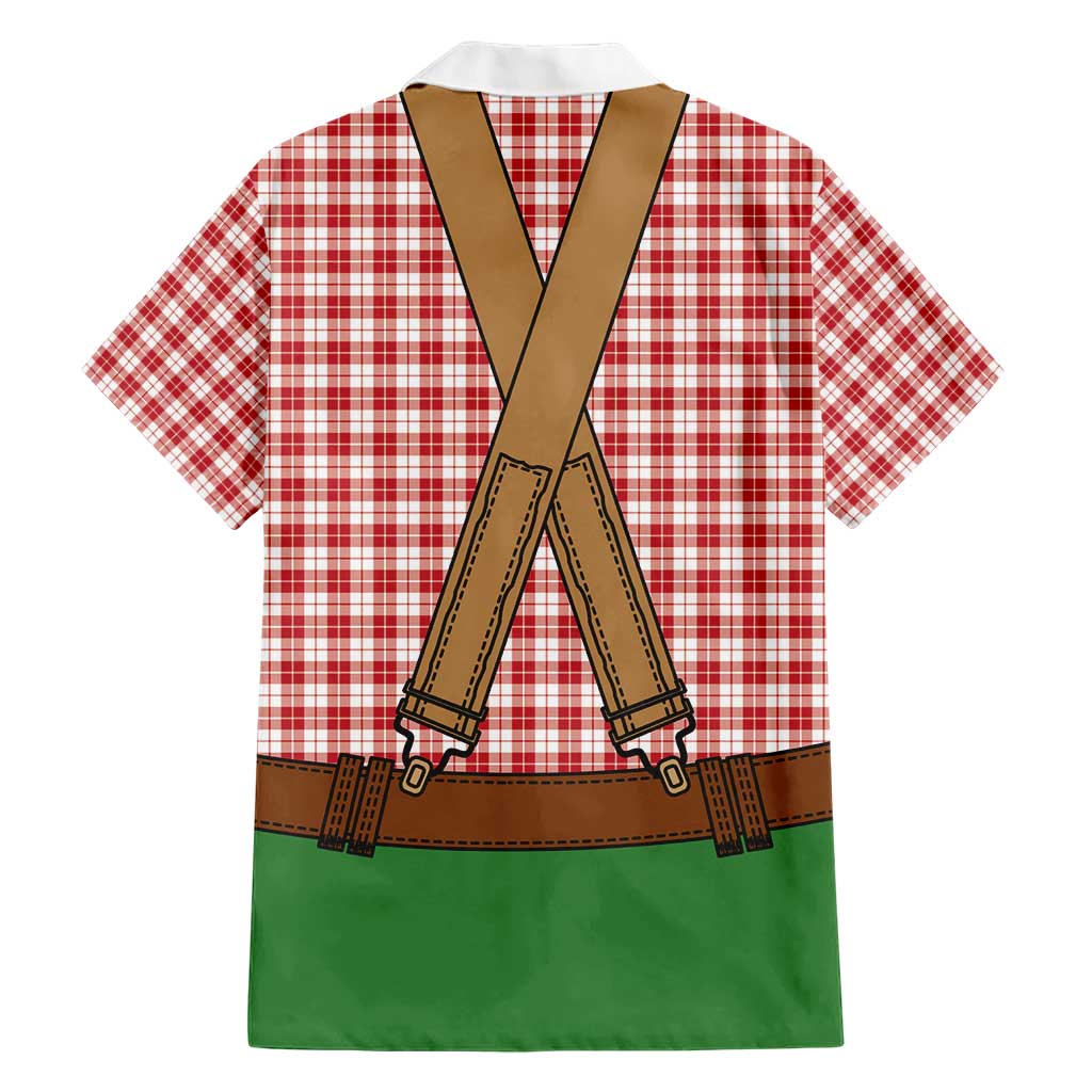 Bavarian Lederhosen Costume Style Hawaiian Shirt Red Caro Pattern - Aussie Hoodie