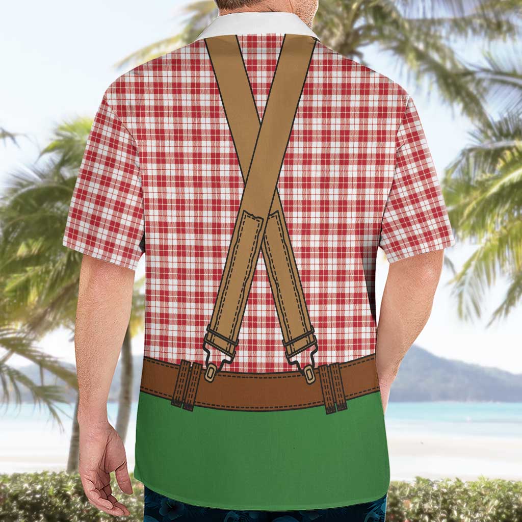 Bavarian Lederhosen Costume Style Hawaiian Shirt Red Caro Pattern - Aussie Hoodie