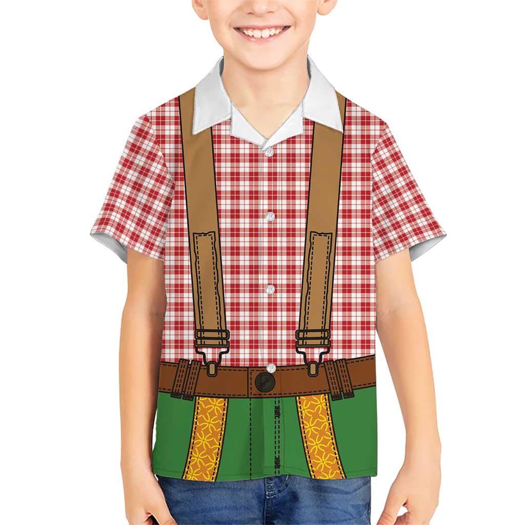 Bavarian Lederhosen Costume Style Hawaiian Shirt Red Caro Pattern - Aussie Hoodie