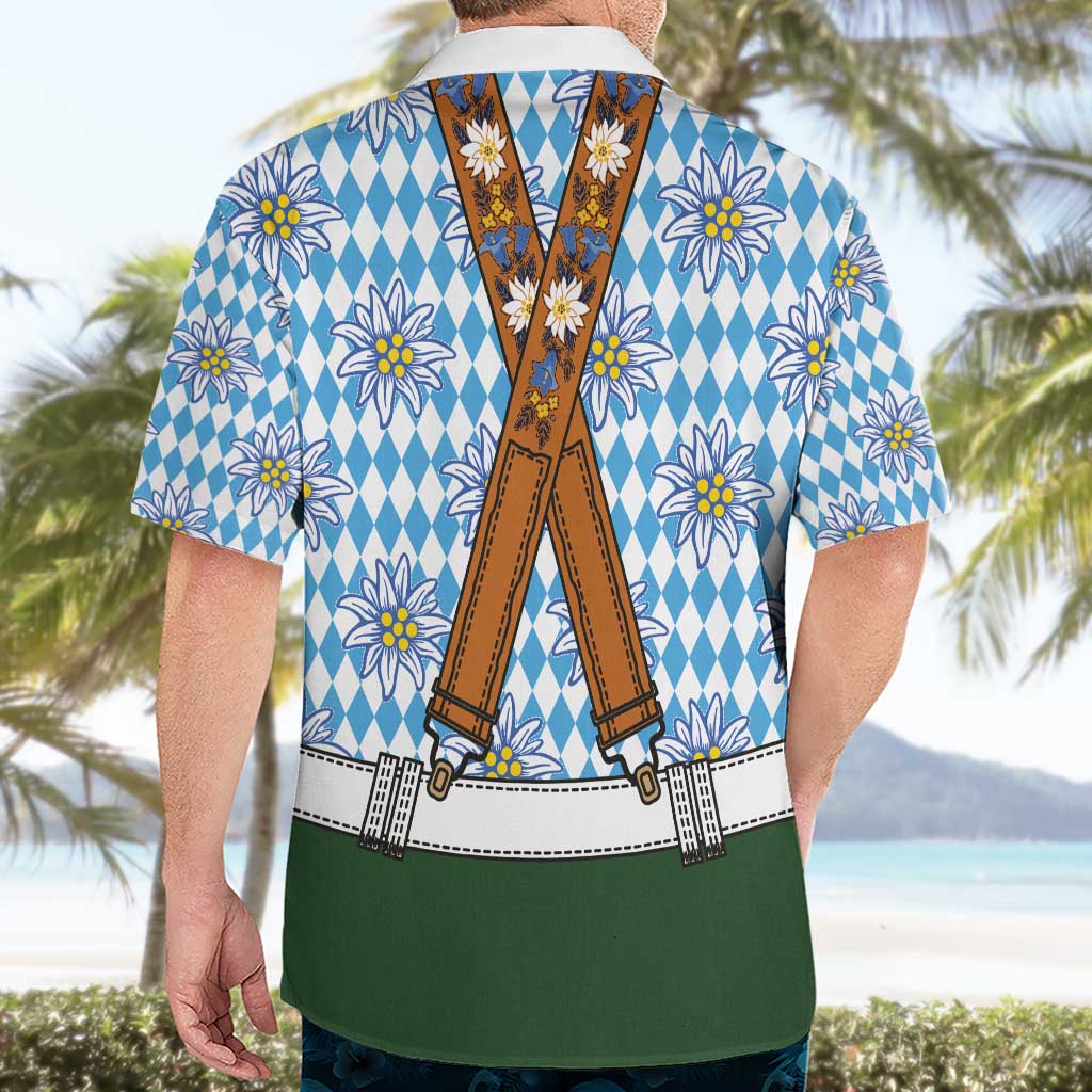 Bavarian Lederhosen Costume Style Hawaiian Shirt Edelweiss Rautenflagge Pattern - Aussie Hoodie