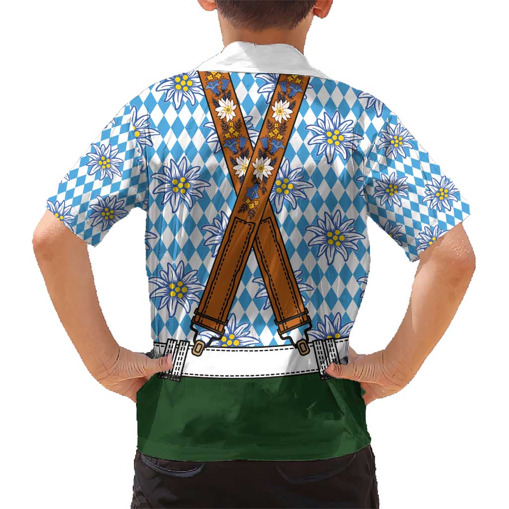 Bavarian Lederhosen Costume Style Hawaiian Shirt Edelweiss Rautenflagge Pattern - Aussie Hoodie
