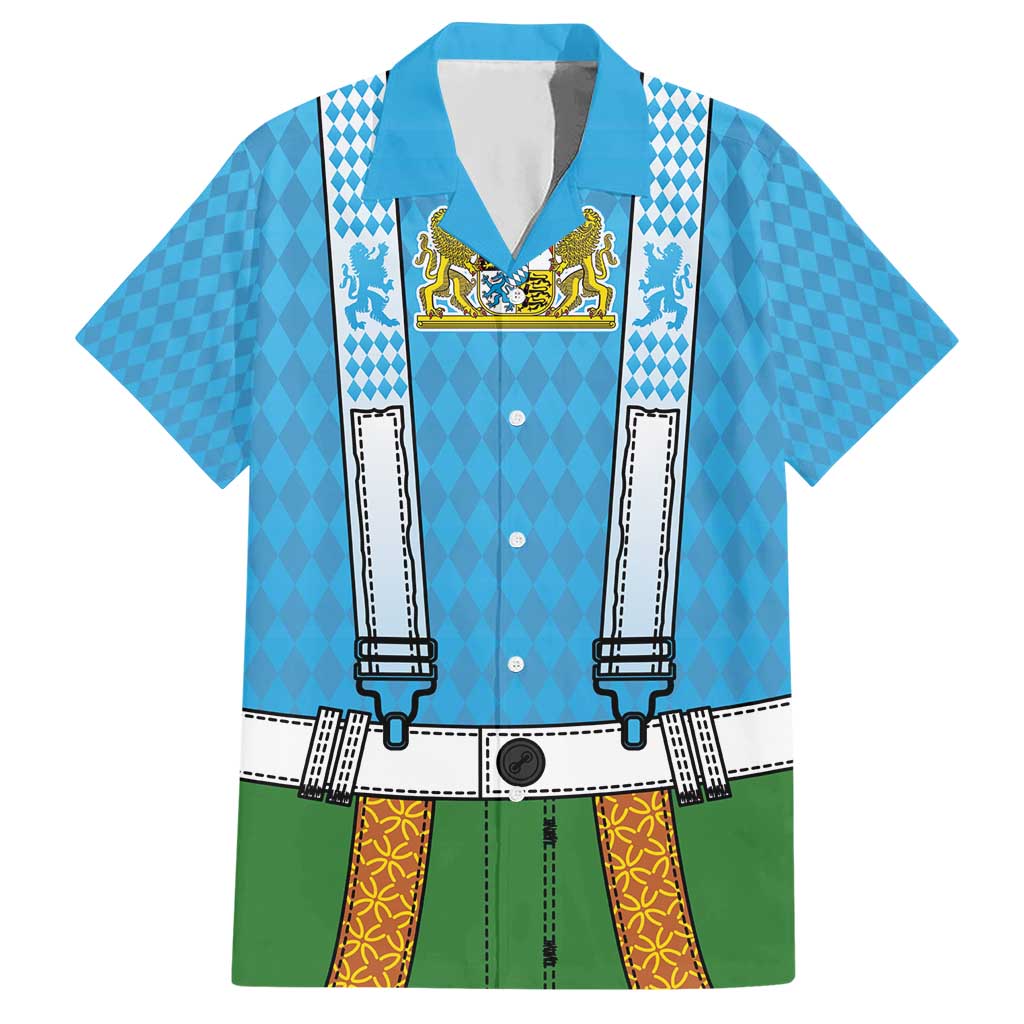 Bavarian Lederhosen Costume Style Hawaiian Shirt Lions Rautenflagge Pattern - Aussie Hoodie