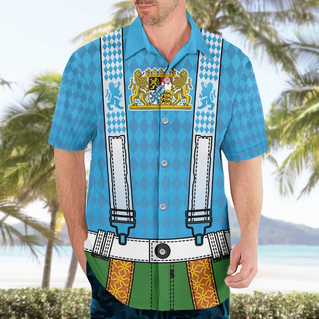Bavarian Lederhosen Costume Style Hawaiian Shirt Lions Rautenflagge Pattern - Aussie Hoodie